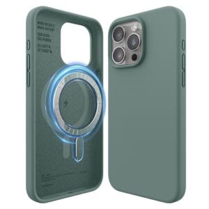 Gaffar India Magnetic Silicone Case Compatible with iPhone 15 Pro Max Case 6.7 Inch Compatible with All MagSafe Accessories - Built-in Magnets, Soft Grip Silicone, Shockproof [Midnight Green]