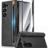 Gaffar India Textured Grip S Pen Holder Stand Back Cover for Samsung Galaxy Z Fold6 / Fold 6 | with Inbuilt Glass, Kickstand & S Pen Slot [NO SPEN Included] Back Case (Black)