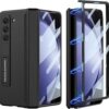 Gaffar India Ultra fit PC/Glass/Leather/Compatible with Samsung Galaxy Z Fold 5 (2023) Case | with Magnetic Hinge Protection, Screen Protector, Adjustable Kickstand for Fold 5 Case (Black)