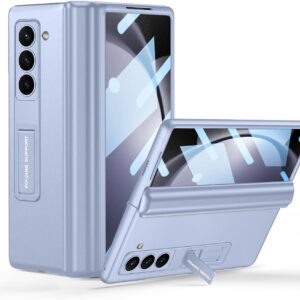 Gaffar India Ultra fit PC/Glass/Leather/Compatible with Samsung Galaxy Z Fold 5 (2023) Case | with Magnetic Hinge Protection, Screen Protector, Adjustable Kickstand for Fold 5 Case (Blue)
