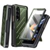 GooseBox for Samsung Galaxy Z Fold 4 Case with S Pen Holder, Built-in Screen Protector& Hinge Protection& Kickstand& 360-Degree Heavy Duty Shockproof Cover for Galaxy Fold 4 (Green)