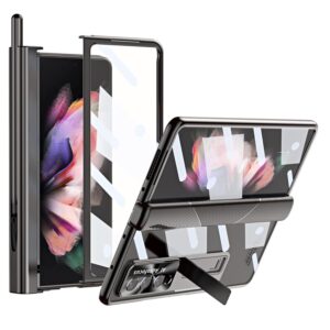 GOUHGKH Case for Samsung Galaxy Z Fold 4 5G, Clear Z Fold 4 Case with Magnetic Hinge Protection Case, Build-in S Pen Holder and Camera Protection (Black)