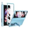 GOUHGKH Z Fold 4 Case for Samsung Galaxy Z Fold 4 5G, 4-in-1 Luxury Leather Magnetic Hinge Protection Built-in S Pen Holder and Camera Protection (Blue)