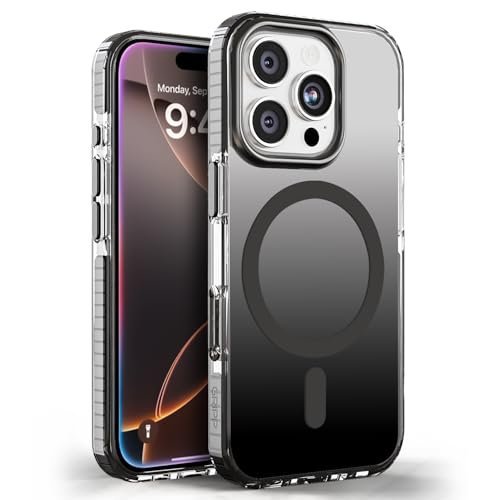 GRIPP Dusk Mag-Safe Case for iPhone 16 Pro (6.3") 2024 | 8ft Drop-Tested with D30 Technology, Shock Absorbing Bumper, Raised Camera Ring Edge, Metal Button, Dual Color Tone Back Cover - Black
