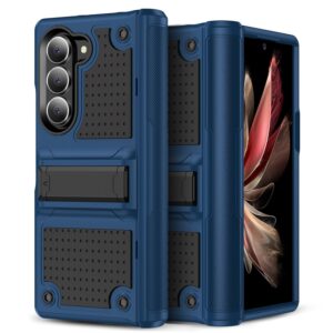Jeylly Compatible with Samsung Galaxy Z Fold 6 Case, Hinge Protection Heavy Duty Dual Layer Hard PC Soft TPU Shockproof Protective Phone Case for Samsung Galaxy Z Fold 6 5G 2024, Blue