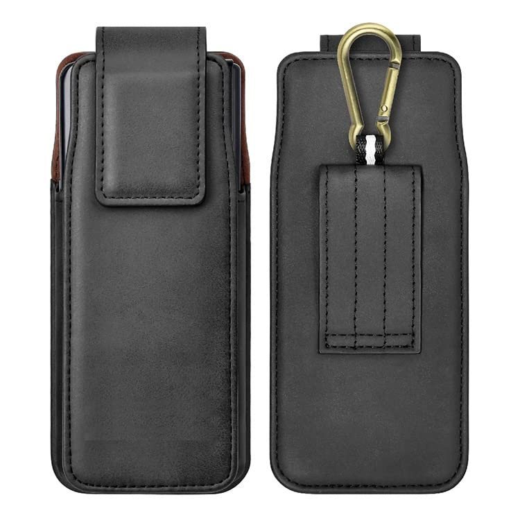 Leather Belt Clip Case With Mobile Pocket Cover For Samsung Galaxy Z Fold2 5G - Black