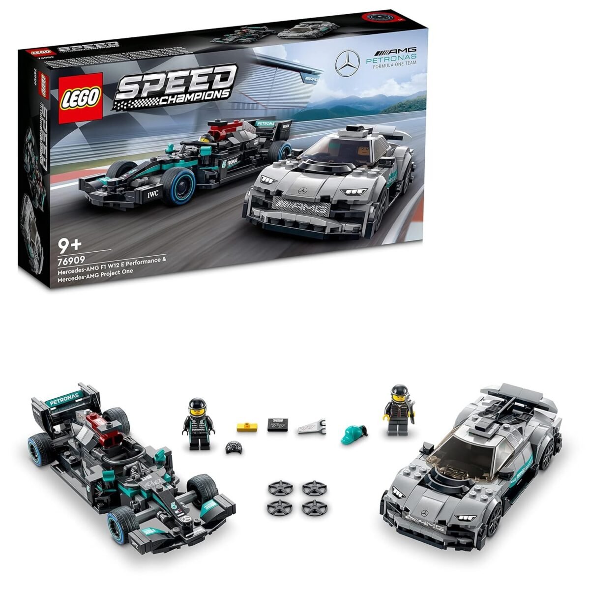 Lego Speed Champions Mercedes-Amg F1 W12 E Performance & Mercedes-Amg Project One 76909 Building Kit; For Ages 9+ - Image 7
