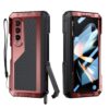 Libeagle Compatible with Samsung Galaxy Z Fold 4 Case with Metal Bumper Premium Rugged Heavy Duty Shockproof Protective [S Pen Holder] [Hinge Protection] [Screen Protector] Stand Cover 5G 2022-Red