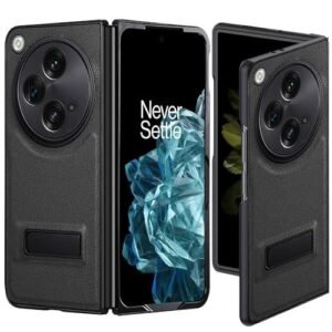 Ltezixal for OnePlus Open Case, PU Leather Case Built-in Kickstand with Hybrid Shockproof Protective Phone Case fits for OnePlus Open/Oppo Find N3,Black