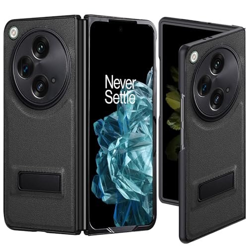 Ltezixal for OnePlus Open Case, PU Leather Case Built-in Kickstand with Hybrid Shockproof Protective Phone Case fits for OnePlus Open/Oppo Find N3,Black