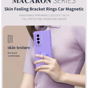 Matte Frosted Car Magnetic with Screen Protector Fashion Phone Case for Samsung Galaxy Z Fold5 Fold4 Fold3 Fold2 Protective Case