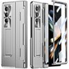Miimall Compatible Samsung Galaxy Z Fold 5 Case, Z Fold 5 Case with Upgraded Hinge Protection+ Camera Lens Film + Front Screen Protector + Luxury Case for Galaxy Z Fold 5 2023 (Silver)
