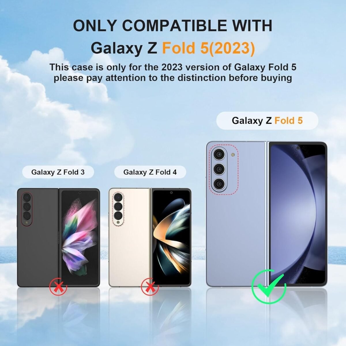 Oretech For Samsung Galaxy Z Fold 5 Case/Cover With Built-In Screen Protector And Hinge Protection - Ultra Thin Transparent Flexible Tpu Bumper - Matte Clear - Image 2