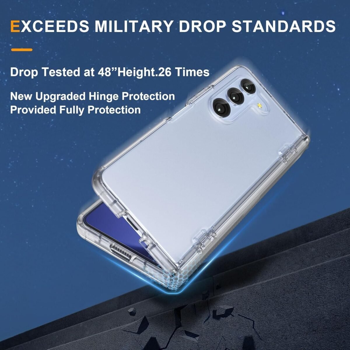 Oretech For Samsung Galaxy Z Fold 5 Case/Cover With Built-In Screen Protector And Hinge Protection - Ultra Thin Transparent Flexible Tpu Bumper - Matte Clear - Image 5