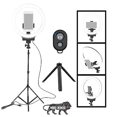 Osaka® 10" Professional Led Ring Light With Stand & Table Tripod For Mobile Phones & Camera, 3 Color Temperature Mode Lighting For Photo Shoot Youtube Video Shooting With Bluetooth For Andoid/Ios