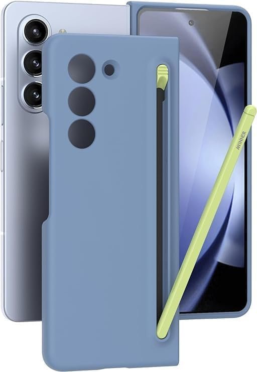 Pickprotect Ultra Hybrid Premium Case For Samsung Galaxy Z Fold 3 Case | S Pen Compatible Cover Phone Case With Built-In New Compact S Pen, Holder And Storage Slot For Pen Blue