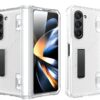 Pro Shield Dual Layer Shockproof Hybrid Kickstand Case With Hinge Protection For Samsung Galaxy Z Fold5 / Galaxy Fold 5 Case Cover - Rugged White - Polycarbonate