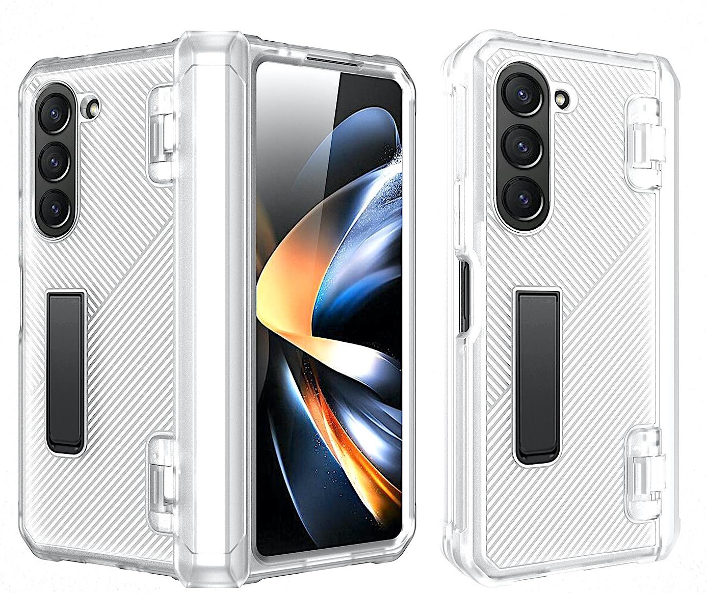 Pro Shield Dual Layer Shockproof Hybrid Kickstand Case With Hinge Protection For Samsung Galaxy Z Fold5 / Galaxy Fold 5 Case Cover - Rugged White - Polycarbonate