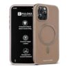 PULOKA Magfit Mobile Back Cover - Compatible with iPhone 15 PRO - Mag-Safe Design - Textured Vegan Leather - Electroplated Sides Bumper Case - Camera Protetection & Raised Edges - Apricot