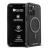 PULOKA Magfit Mobile Back Cover - Compatible with iPhone 15 Pro - Mag-Safe Design - Textured Vegan Leather - Electroplated Sides Bumper Case - Camera Protetection & Raised Edges - Black