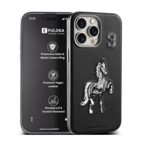Puloka - Mobile Cover For Iphone 13 Pro - Horse Embroidery - Sleek & Stylish - Protective & Anti Scratch Phone Cover Vegan Leather Back Case - Men & Women - Santa Barbara Polo