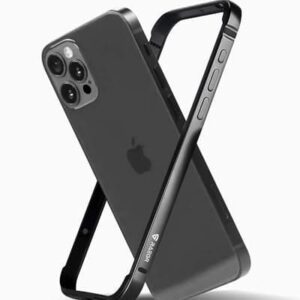 RAEGR iPhone 15 Pro Case | Anodized Aluminum Bumper |Supports Mag-Safe Wireless Charging | Edge Armor Protective Minimal Case Designed for iPhone 15 Pro (6.1-Inch) (2023) - Black RG10511