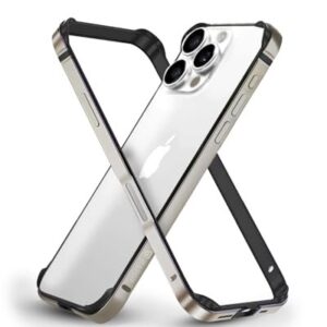 RAEGR iPhone 16 Pro Max Case |Anodized Aluminum Bumper |Supports Mag-Safe Wireless Charging |Edge Armor Protective Minimal Case Designed for iPhone 16 Pro Max (2024) - Natural Titanium RG10585
