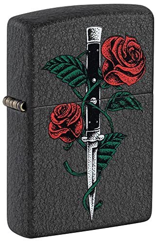 Rose Dagger Tattoo Design Windproof Pocket Lighter