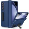 Ruky Stand Case for Samsung Galaxy Z Fold 5, Full Body Case with Built-in Screen Protector & Magnetic Hinge Protection PU Leather Protective Phone Case for Samsung Galaxy Z Fold 5 5G, Blue
