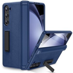 Ruky Stand Case for Samsung Galaxy Z Fold 5, Full Body Case with Built-in Screen Protector & Magnetic Hinge Protection PU Leather Protective Phone Case for Samsung Galaxy Z Fold 5 5G, Blue