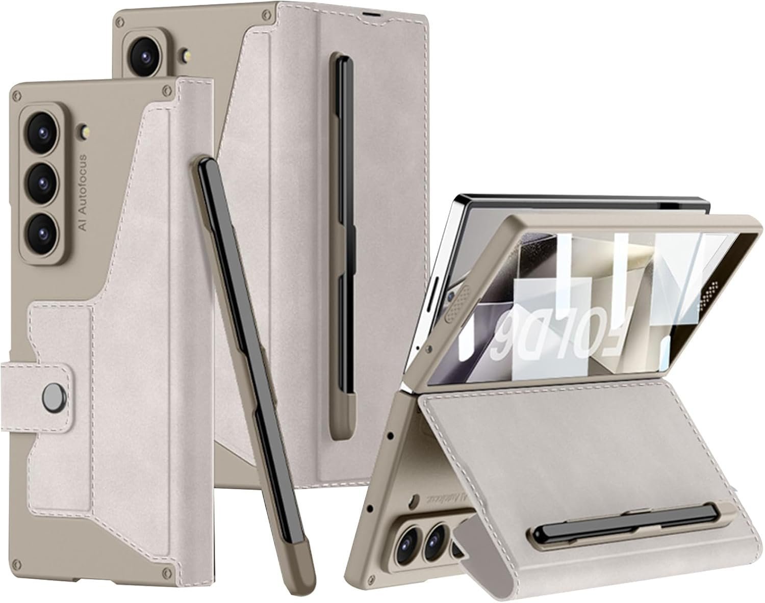 Sheath Leather Flip Case For Samsung Galaxy Z Fold 6 | Inbuilt S Pen Holder, Slim Hybrid Stand Protection Flip Cover