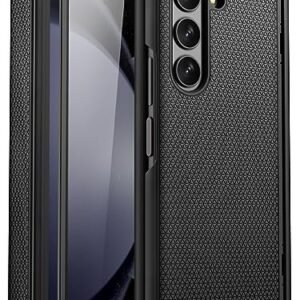 SIXBOX for Samsung Galaxy Z Fold 5 Case with Screen Protector & Hinge Protection, Slim Fit Shockproof Lightweight Durable Hard PC Cover Phone Case for Samsung Galaxy Z Fold 5 5G 2023, Black