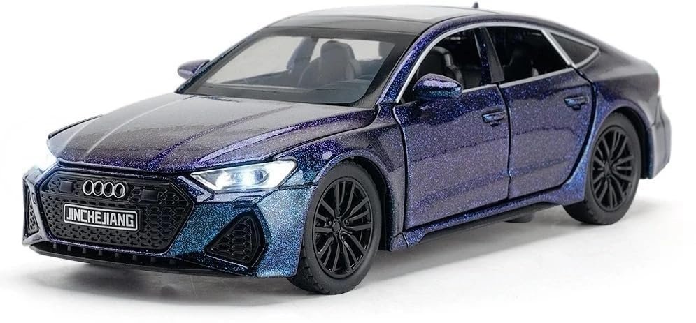 Sky Tech® Audi Rs7 Sportback Car 1:32 Scale Model Car Exclusive Alloy Metal Pull Back Die-Cast Diecast Metal Pullback Toy Openable Doors & Light Music Best Gifts Toys Kids【Colors As Per Stock】