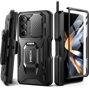 Tongate Tpu For Z Fold 5 Case With Ring Stand,Built-In Z Fold5 S Pen Holder,Shockproof Rugged Phone Case With Screen Protector & Slide Camera Cover & Belt Clip For Samsung Galaxy Z Fold 5 2023,Black