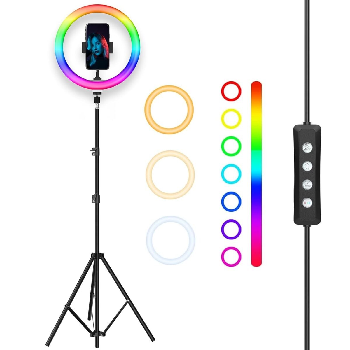 Tygot 14 Inch Led Rgb Ring Light With Tripod Stand For Camera, Phone, Youtube, Video Shoot, Live Stream, Makeup, Reels, Professional Multicolour Ringlight With 7 Feet Foldable Stand & Mobile Mount - Image 8