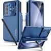 Ultra Hybrid Nilkin Polycarbonate Case for Samsung Galaxy Z Fold 5 Case with S Pen Holder & Screen Protectors,Hinge Protection with Hidden Kickstand for Galaxy Z Fold 5 (Blue)