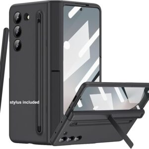 Ultra Hybrid Premium Casefor Samsung Galaxy Z Fold 6 Case with New Slim S Pen (2024) Holder &, Screen Protector, Hinge Protection & Camera Protection, Thin & Slim Stand Cover 5G 2024 (Black)