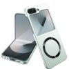 Ultra Thin Back Case/Cover With Back Screen Glass & Magnetic Charging Support For Samsung Galaxy Z Flip6 5G / Galaxy Flip 6 Case Cover - Mint Green