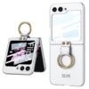 Ultra Thin Back Case/Cover With Back Screen Glass & Ring For Samsung Galaxy Z Flip6 / Galaxy Flip 6 Case Cover - Matte Silver
