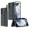 Ultra Thin Case/Cover with Leather Strap & Hinge Protector S Pen Holder for Samsung Galaxy Z Fold5 / Galaxy Fold 5 Case Cover - Matte Black