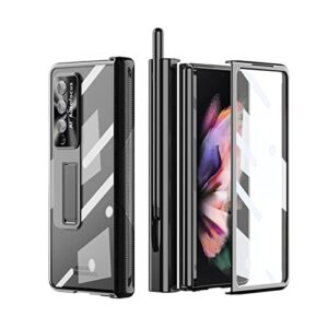 Z Fold 4 Case, 4-in-1 Magnetic Hinge Protection Case with S Pen Holder and S Pen Replacement, Compatible with Samsung Galaxy Z Fold 4 5G (Black)