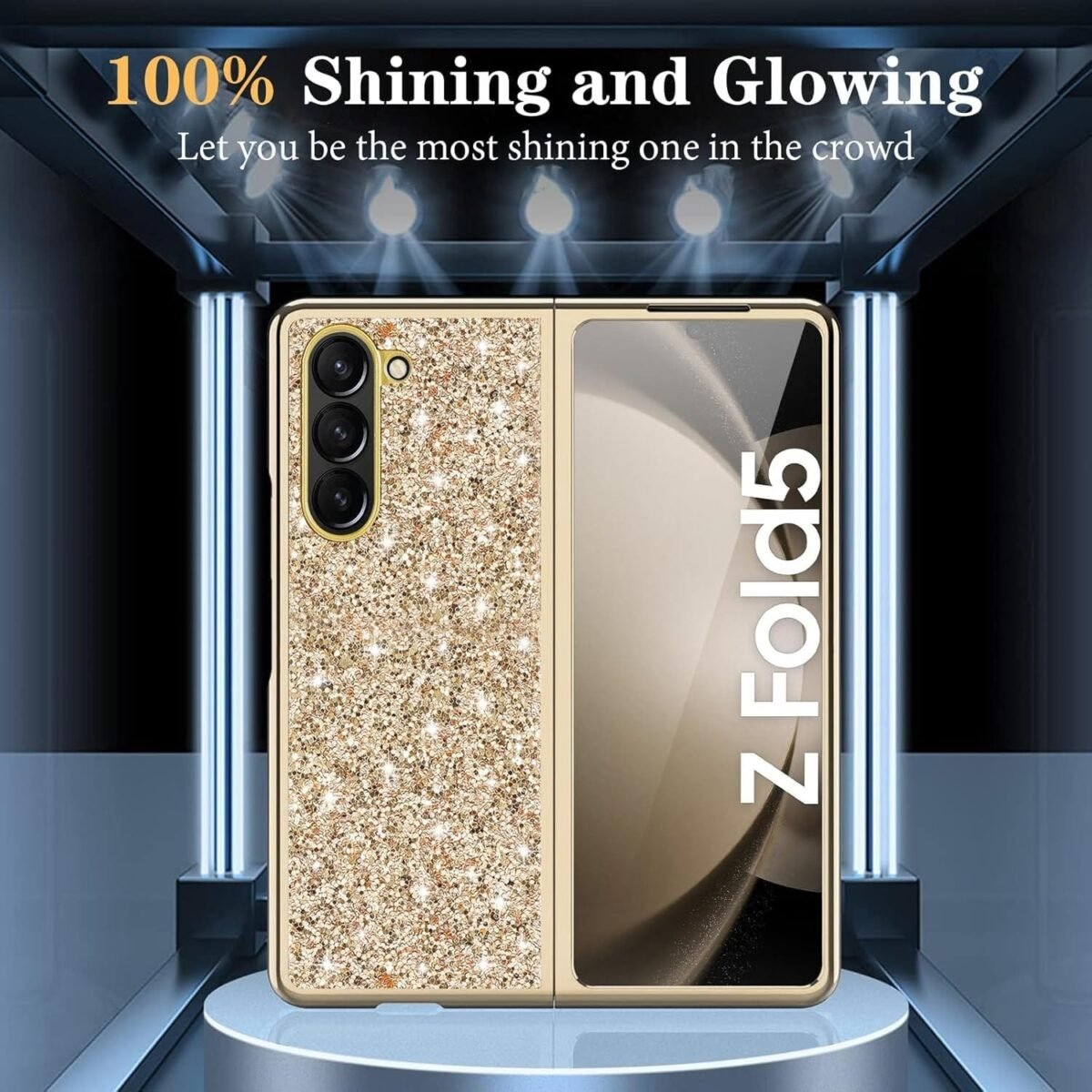 Z Fold 5 Glitter Case For Samsung Galaxy Z Fold5 5G Phone Case For Women Girls, Slim Ultra Thin Matte Back Shockproof Protective Cover For Samsung Z Fold 5 5G, 7.6" Crystal Bling Case - Image 7