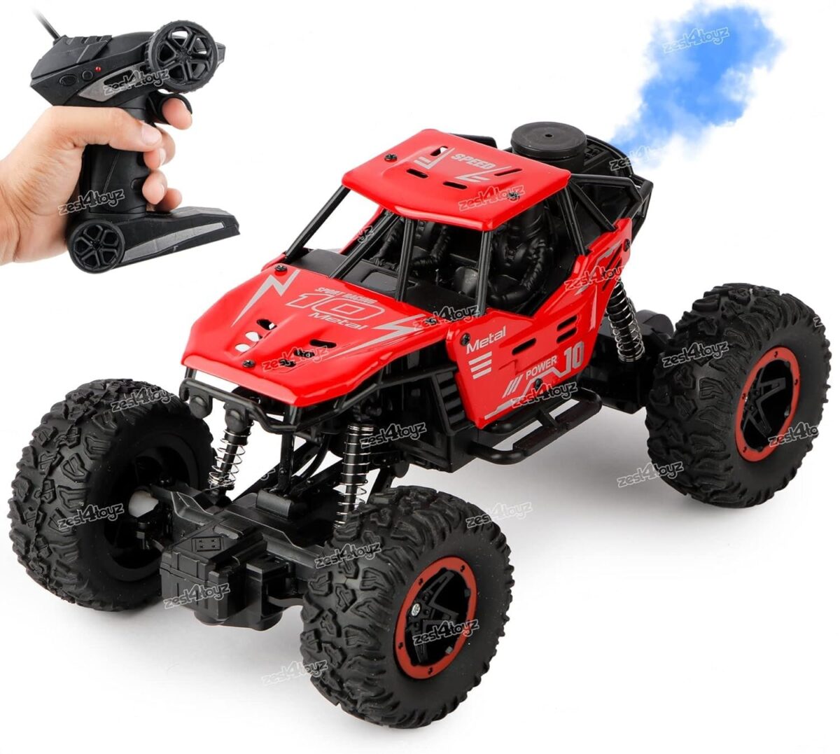 Zest 4 Toyz Remote Control Car for Kids with Mist Smoke Spray Function 2 WD Monster Truck Rock Crawler Climbing RC Toy Vehicle Car for Boys and Girls-Red - Image 7