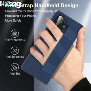 Elastic Wristband Phone Case for Samsung Galaxy Z Fold 7 6 5 4 3 Fold6 Fold7 Wrist Strap Silicone Shockproof Matte Hard PC Cover