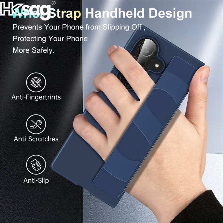 Elastic Wristband Phone Case for Samsung Galaxy Z Fold 7 6 5 4 3 Fold6 Fold7 Wrist Strap Silicone Shockproof Matte Hard PC Cover