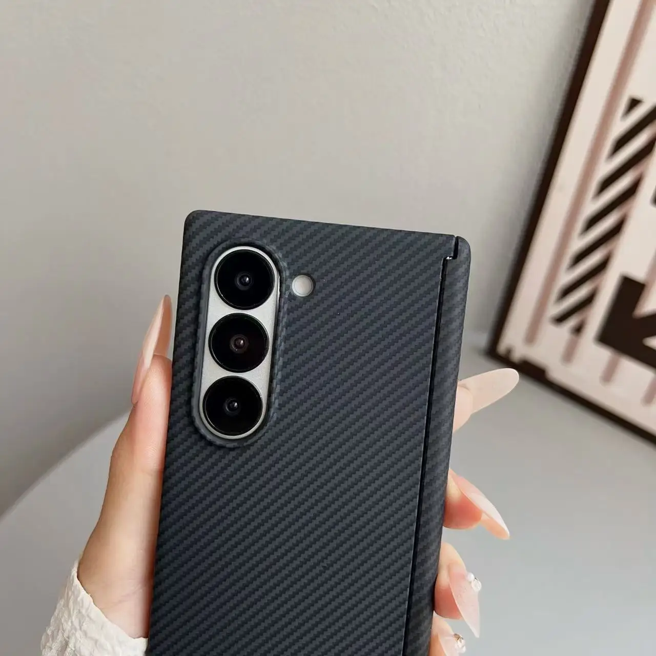 | Wholesale Price at Gaffar India Luxury Carbon Fiber Texture For MagSafe Phone Case For Samsung Galaxy Z Fold7 Fold6 Fold5 5G Wireless Charging Shockproof Cover - Image 4