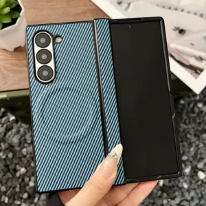 Luxury Carbon Fiber Magnetic Hinge Phone Case For Samsung Galaxy Fold 7 6 5 4 3 Wireless Charge Hard Soft Silicone Bumper Cover