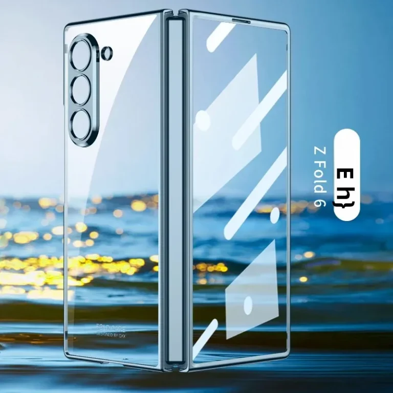 | Wholesale Price at Gaffar India Transparent Hard PC Electroplated Frame Phone Cover For Samsung Galaxy Z Fold 7 Fold 6 Fold 6 4 Case with Screen Protector