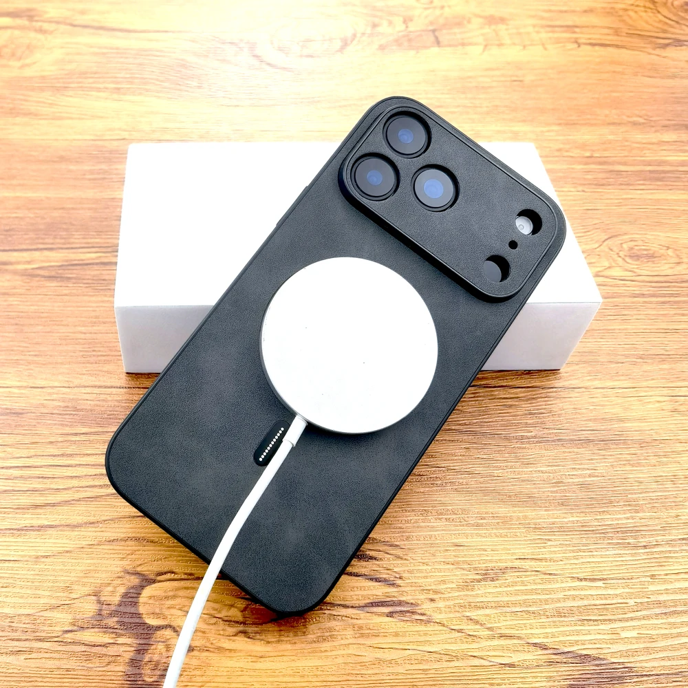 | Wholesale Price at Gaffar India Luxury Faux Leather Retra Case For iPhone 17 Air 16 16E 15 14 13 12 11 Pro Max 17Pro iPhone17 Magsafe Wireless Charge Full Cover - Image 4