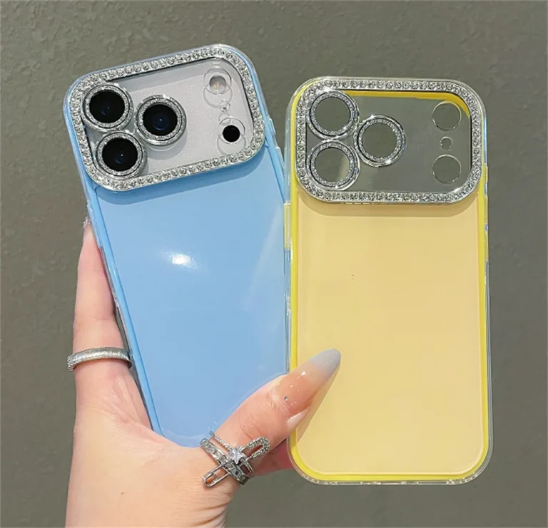 Diamond Camera Lens Candy Color Phone Case For iPhone 17Air 16 15 14 Plus 13 12 17 Pro Max 11 Shockproof Protection Shiny Cover